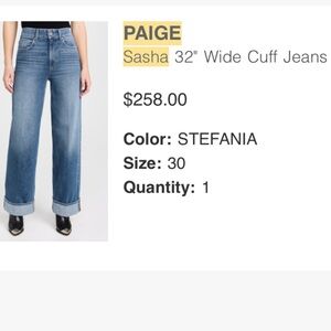 PAIGE Sasha Wide Cuff Jeans